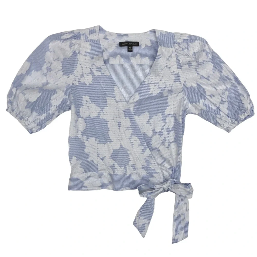 Banana Republic Puff Short Sleeve Blouse Top